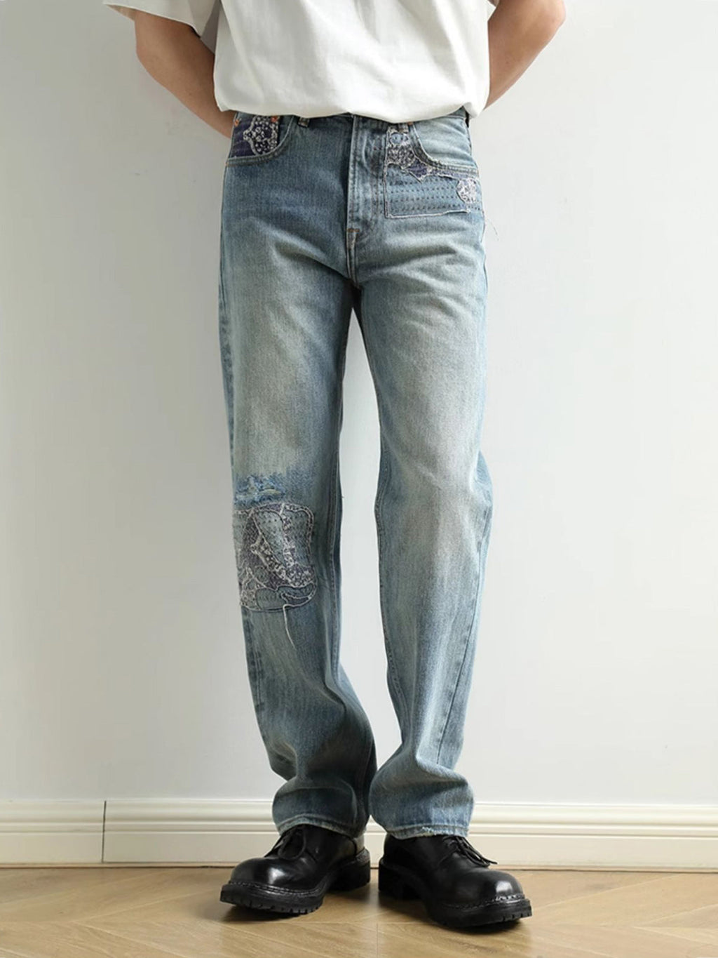 アオイリペアデニムジーンズ