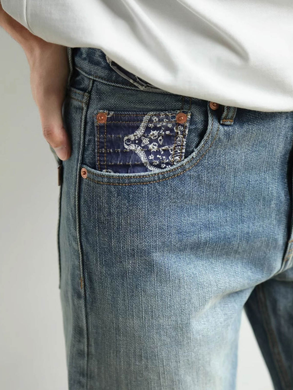 アオイリペアデニムジーンズ