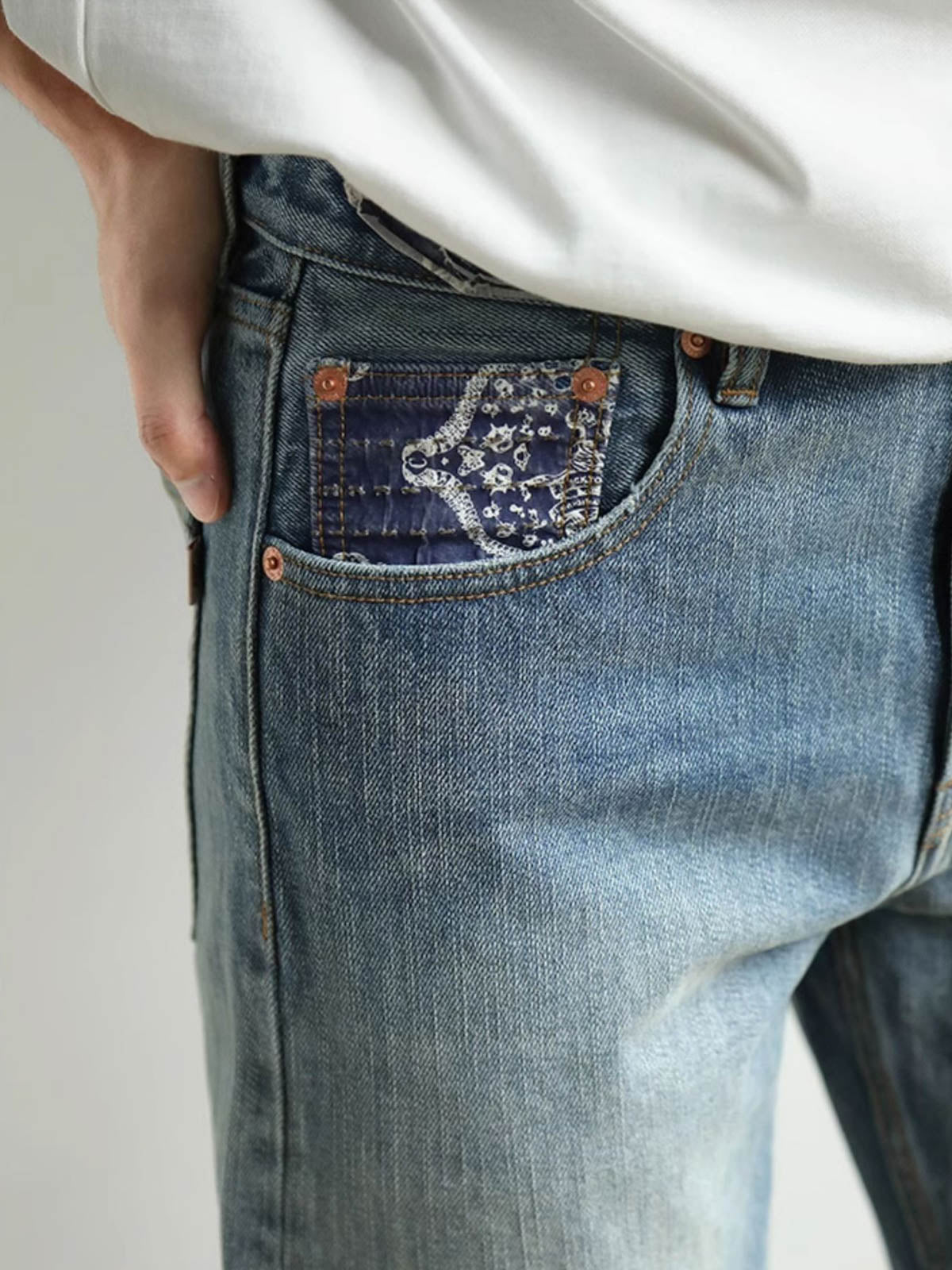 アオイリペアデニムジーンズ