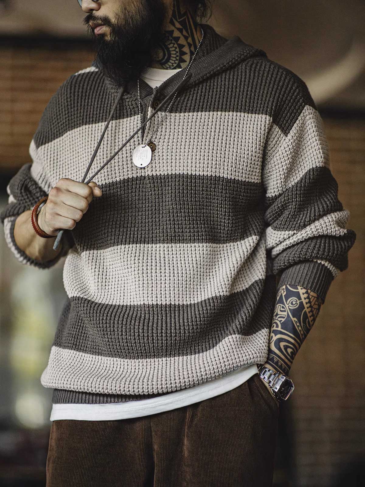 レオ ボーダー ニット パーカ