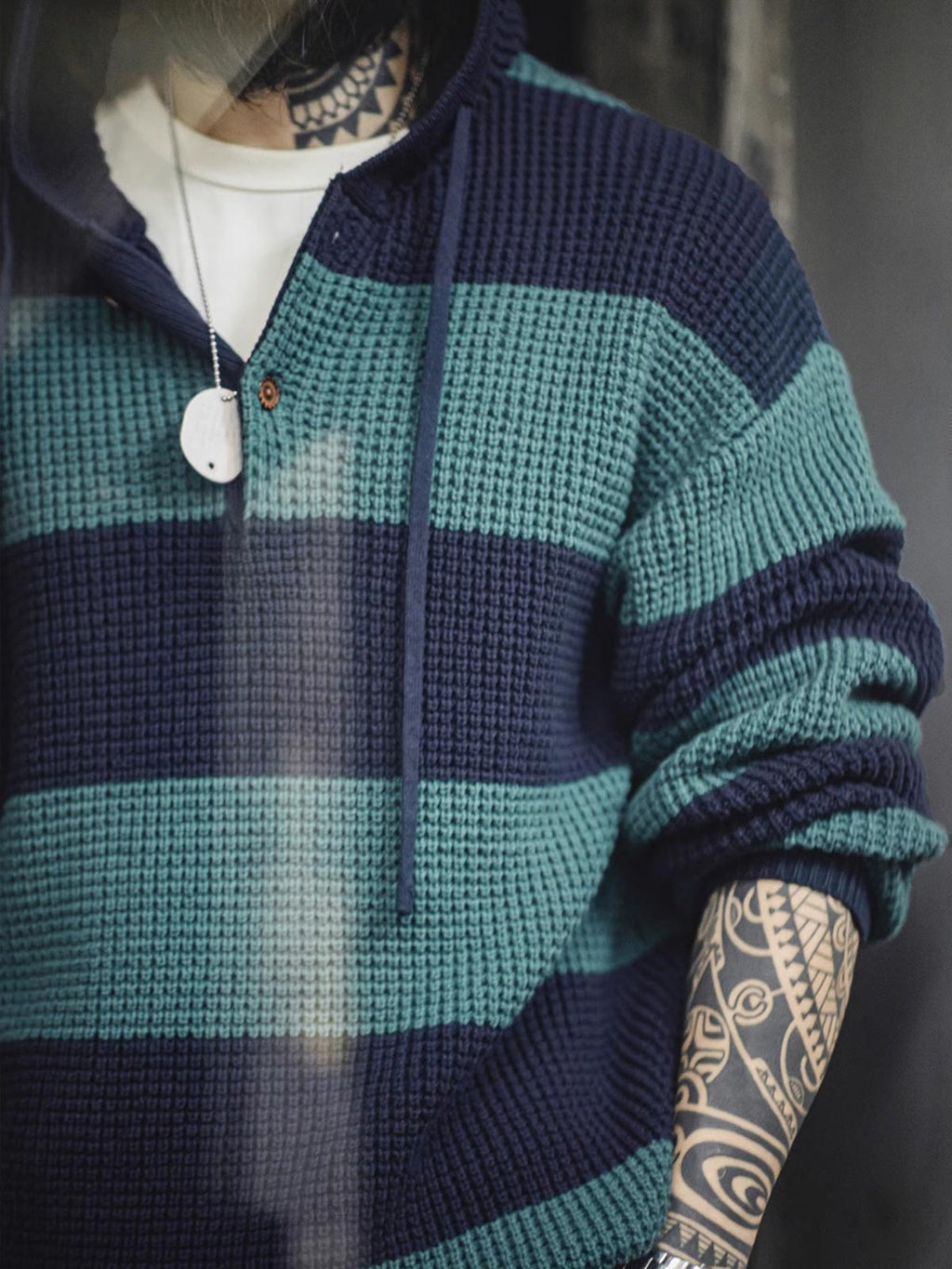 レオ ボーダー ニット パーカ