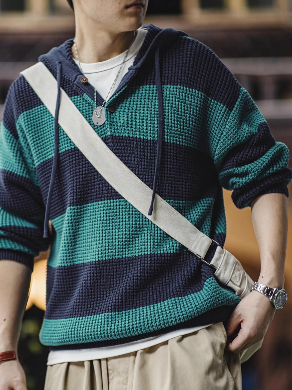 レオ ボーダー ニット パーカ