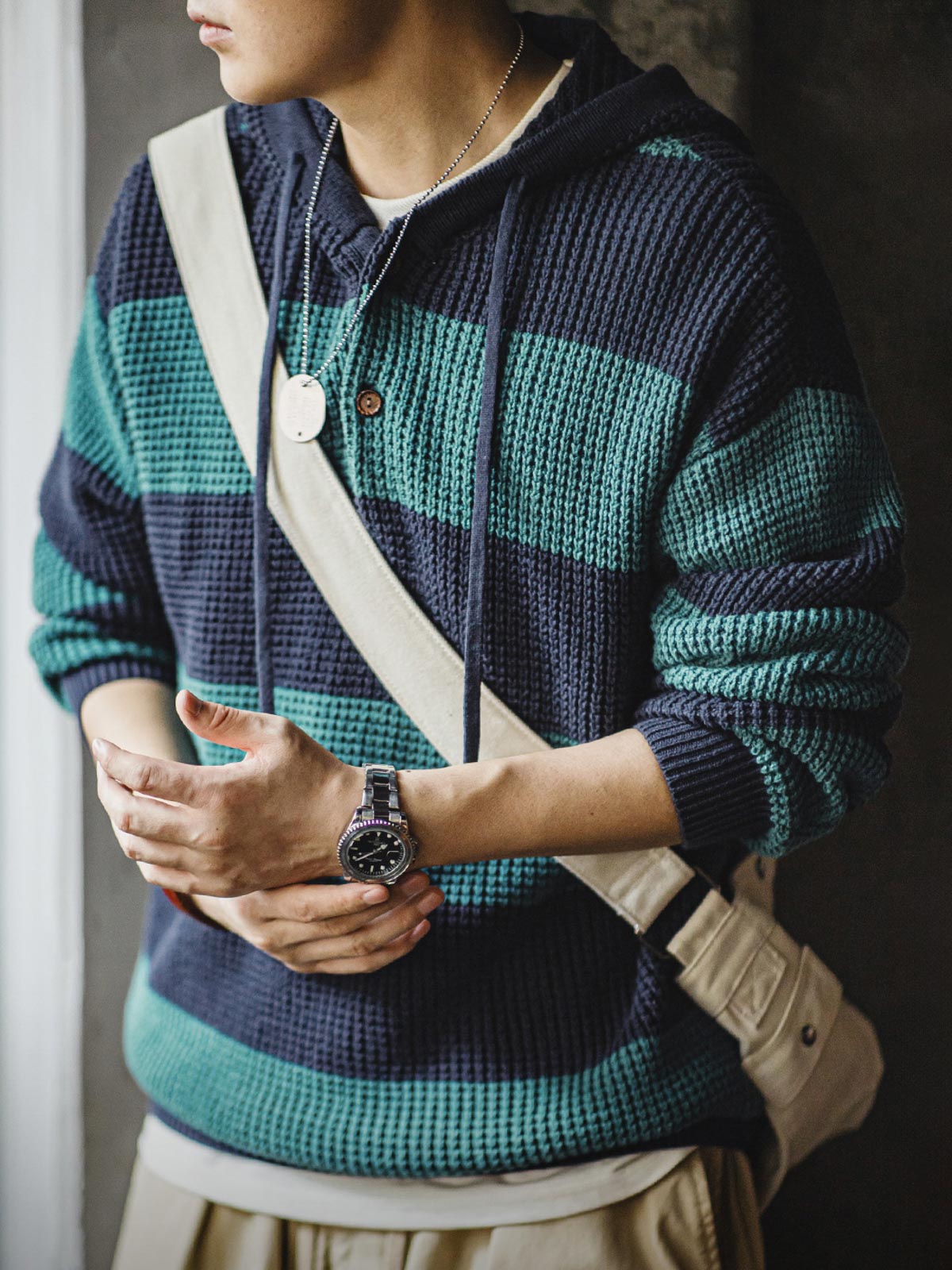 レオ ボーダー ニット パーカ