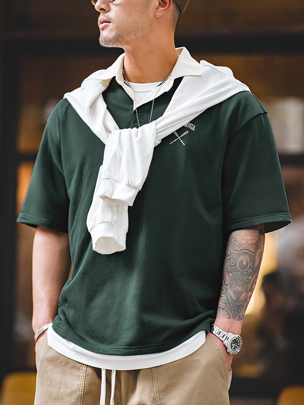 グリーンラガーシャツ｜カリフォルニアプリントデザイン