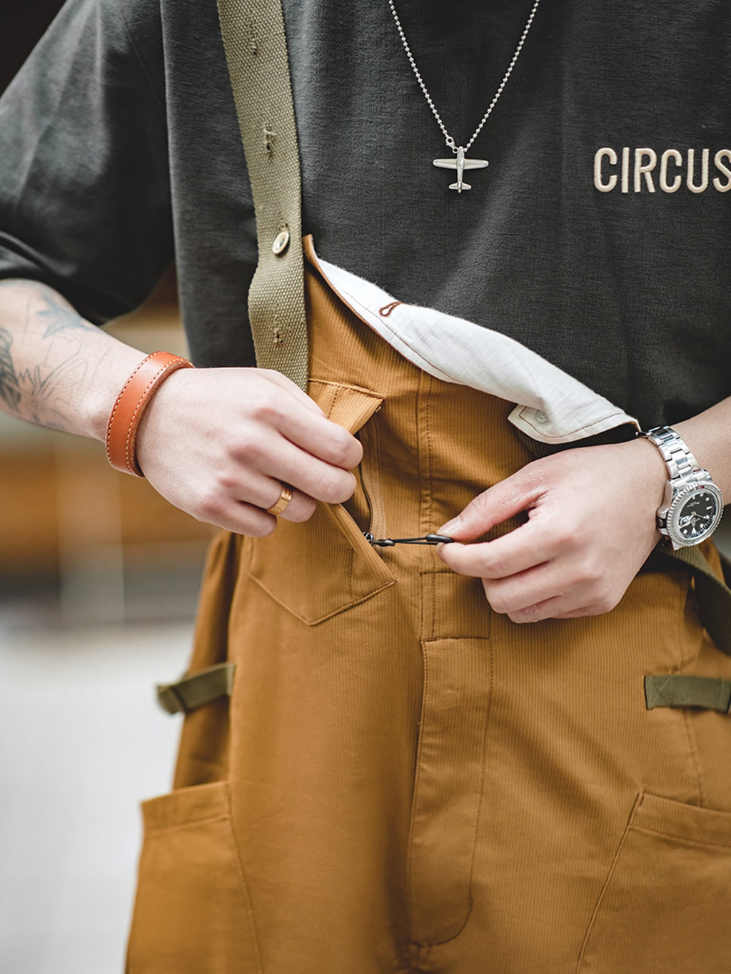 タケ ベージュ ワークオーバーオール