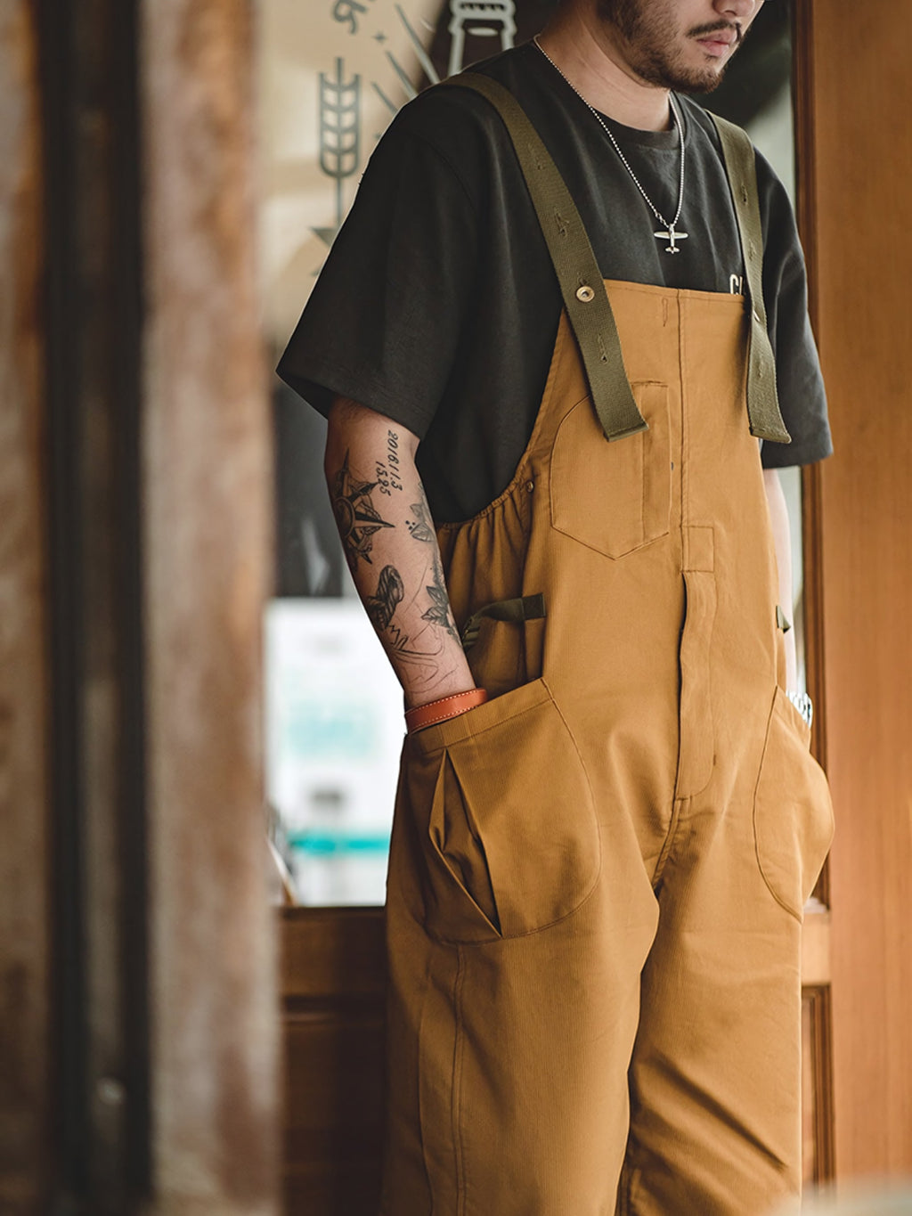 タケ ベージュ ワークオーバーオール