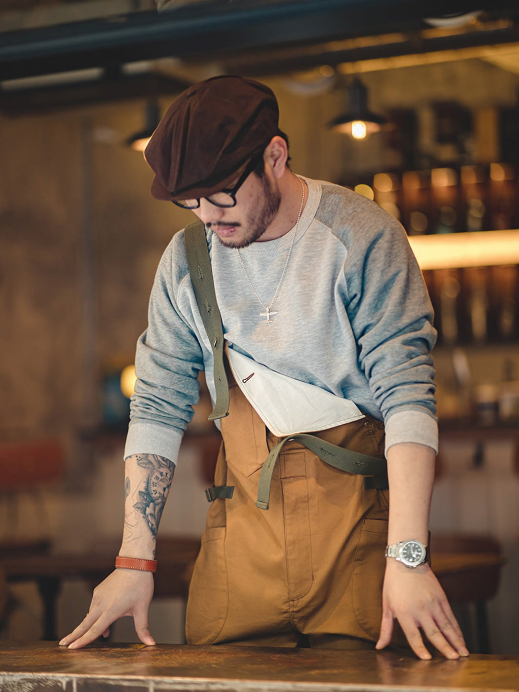 タケ ベージュ ワークオーバーオール