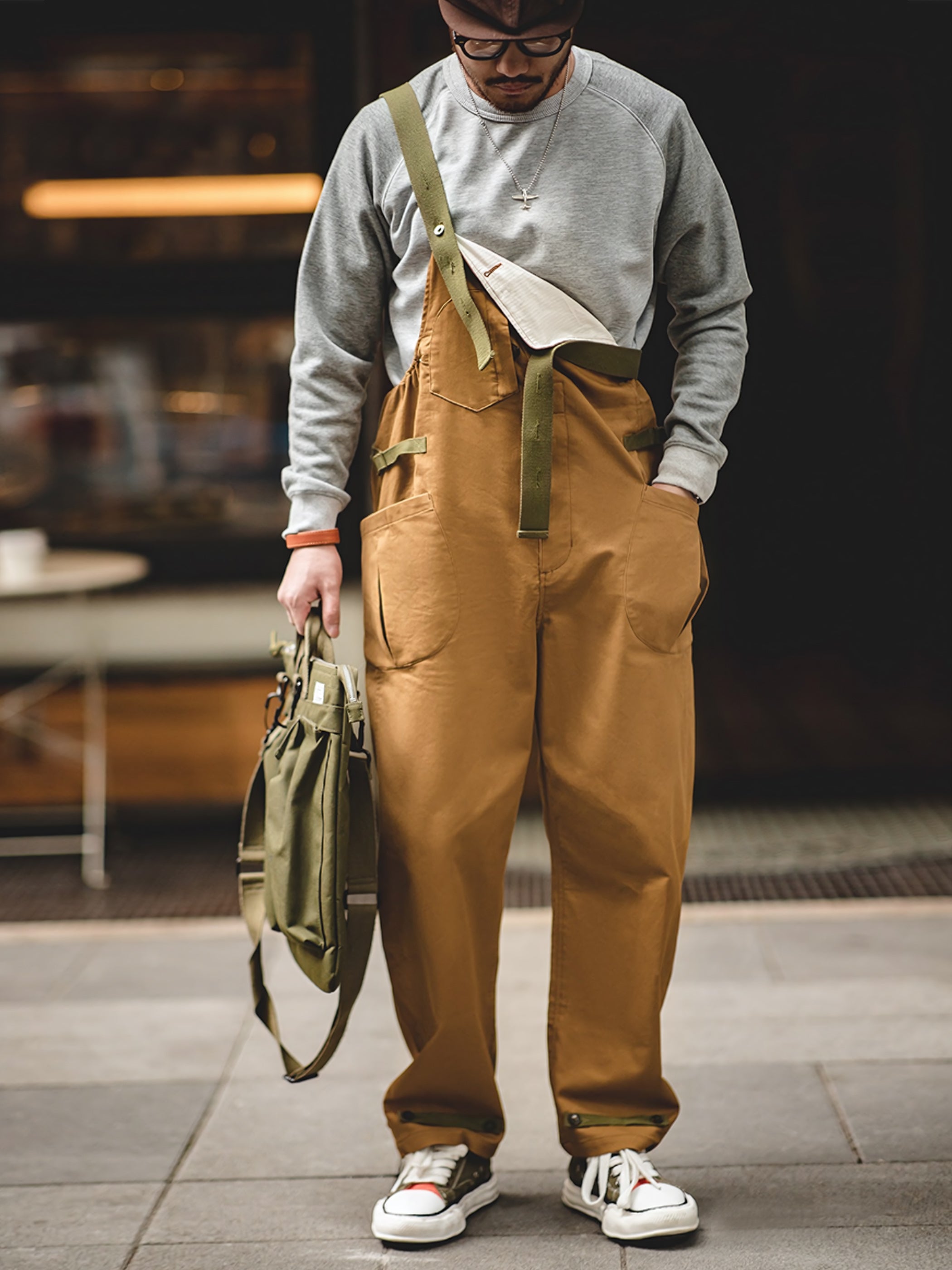 タケ ベージュ ワークオーバーオール