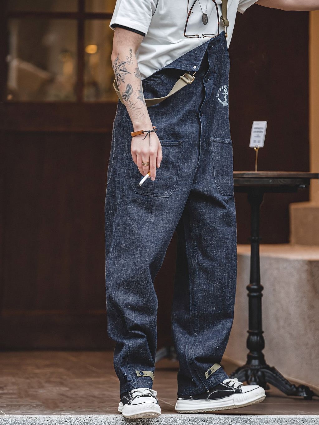 カイ インディゴ セルビッジ デニムオーバーオール