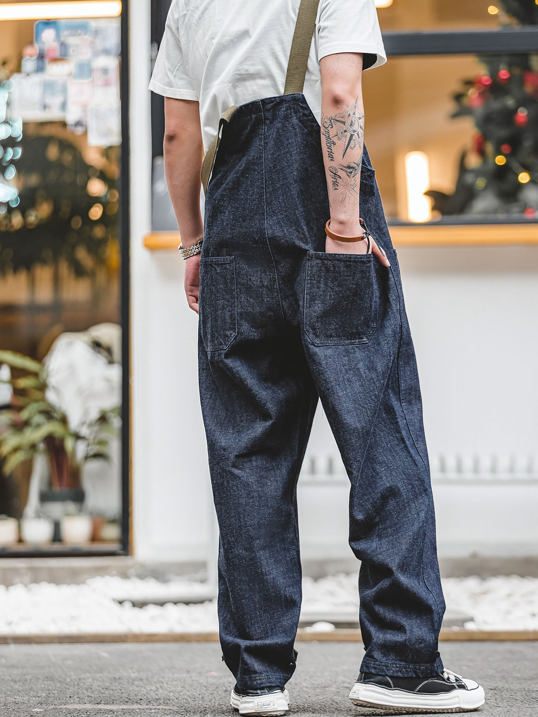 カイ インディゴ セルビッジ デニムオーバーオール