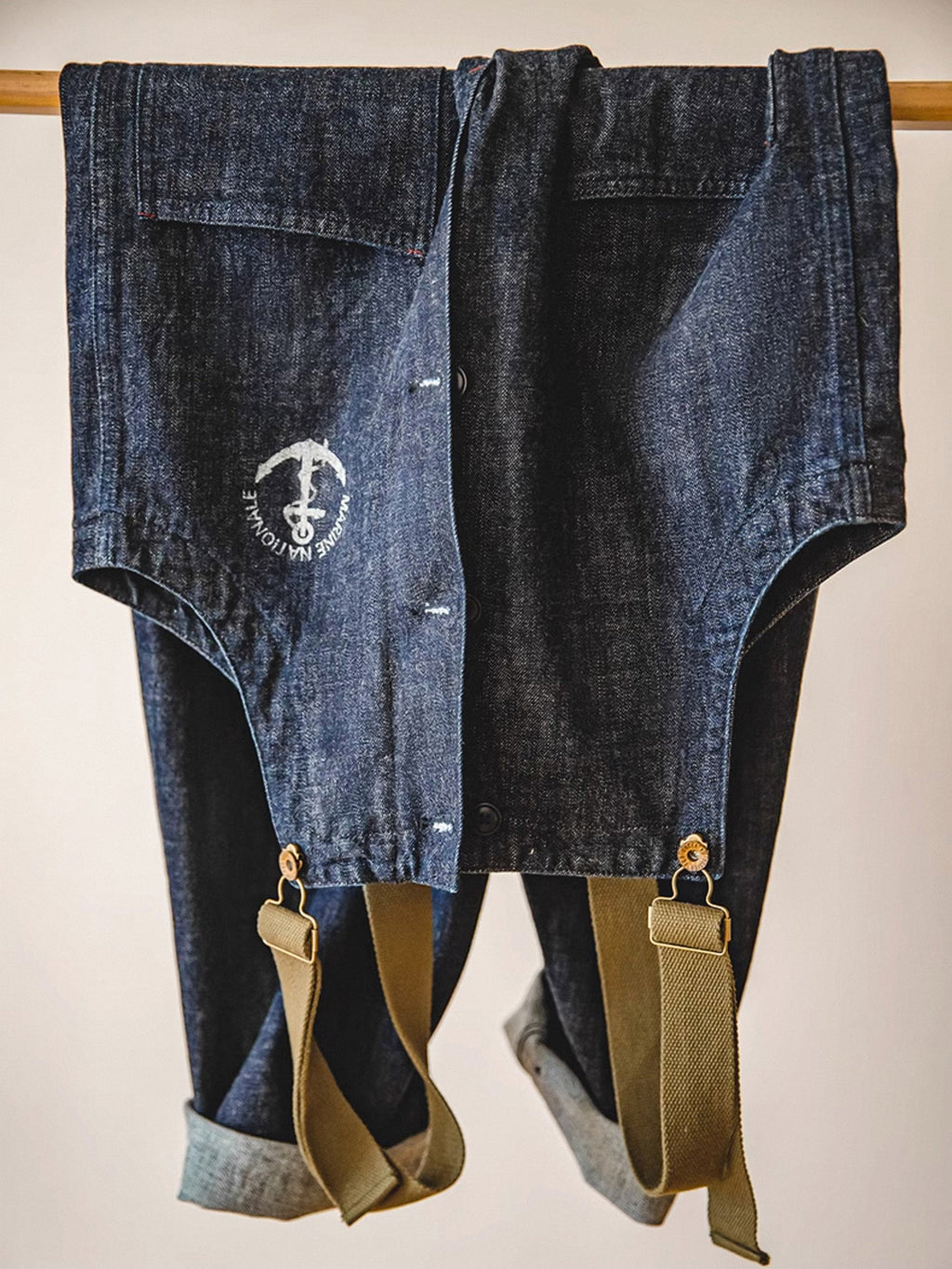 カイ インディゴ セルビッジ デニムオーバーオール