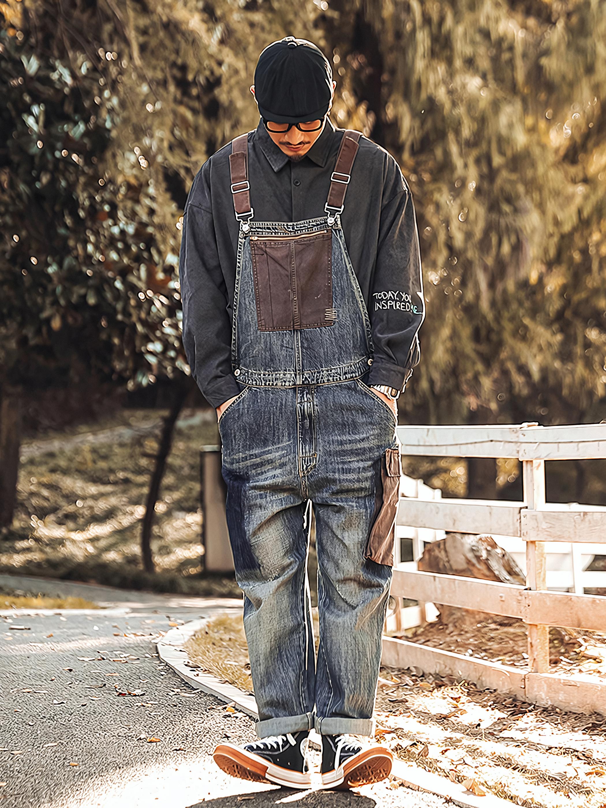 ダイチ インディゴ ダメージデニム オーバーオール