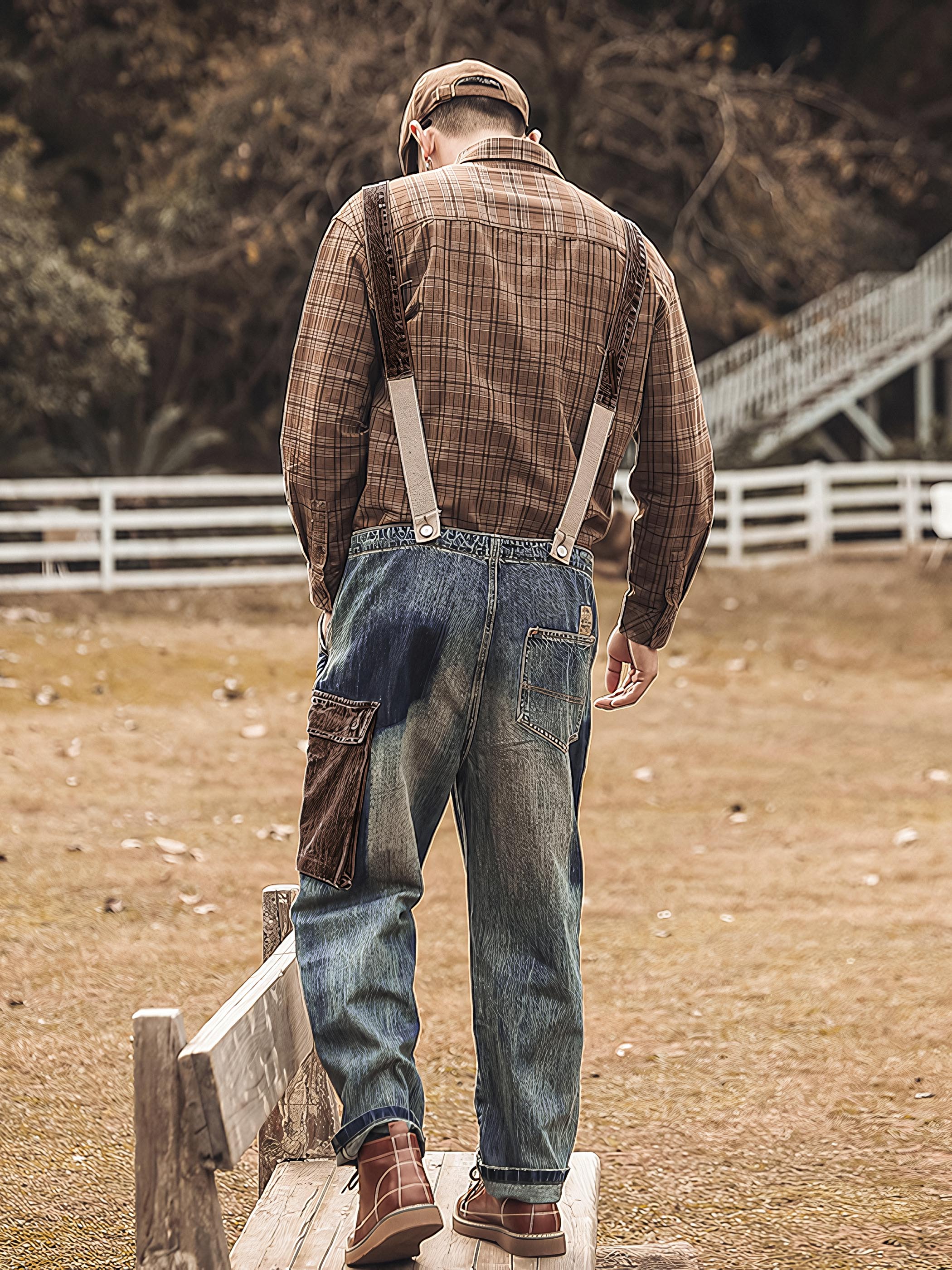 ダイチ インディゴ ダメージデニム オーバーオール