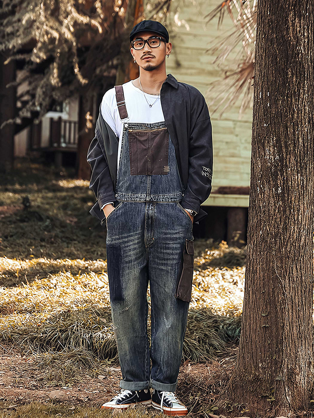 ダイチ インディゴ ダメージデニム オーバーオール