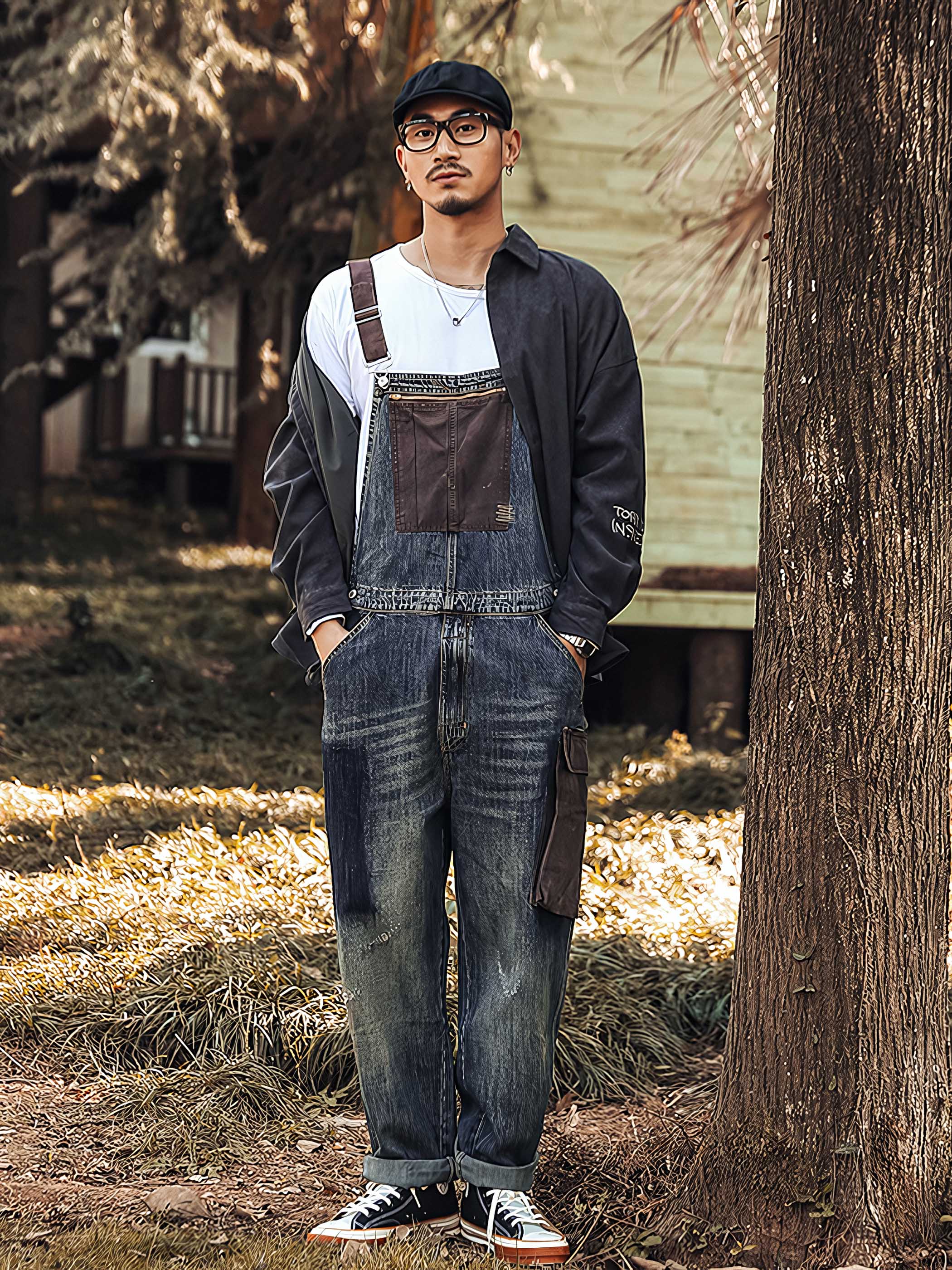 ダイチ インディゴ ダメージデニム オーバーオール