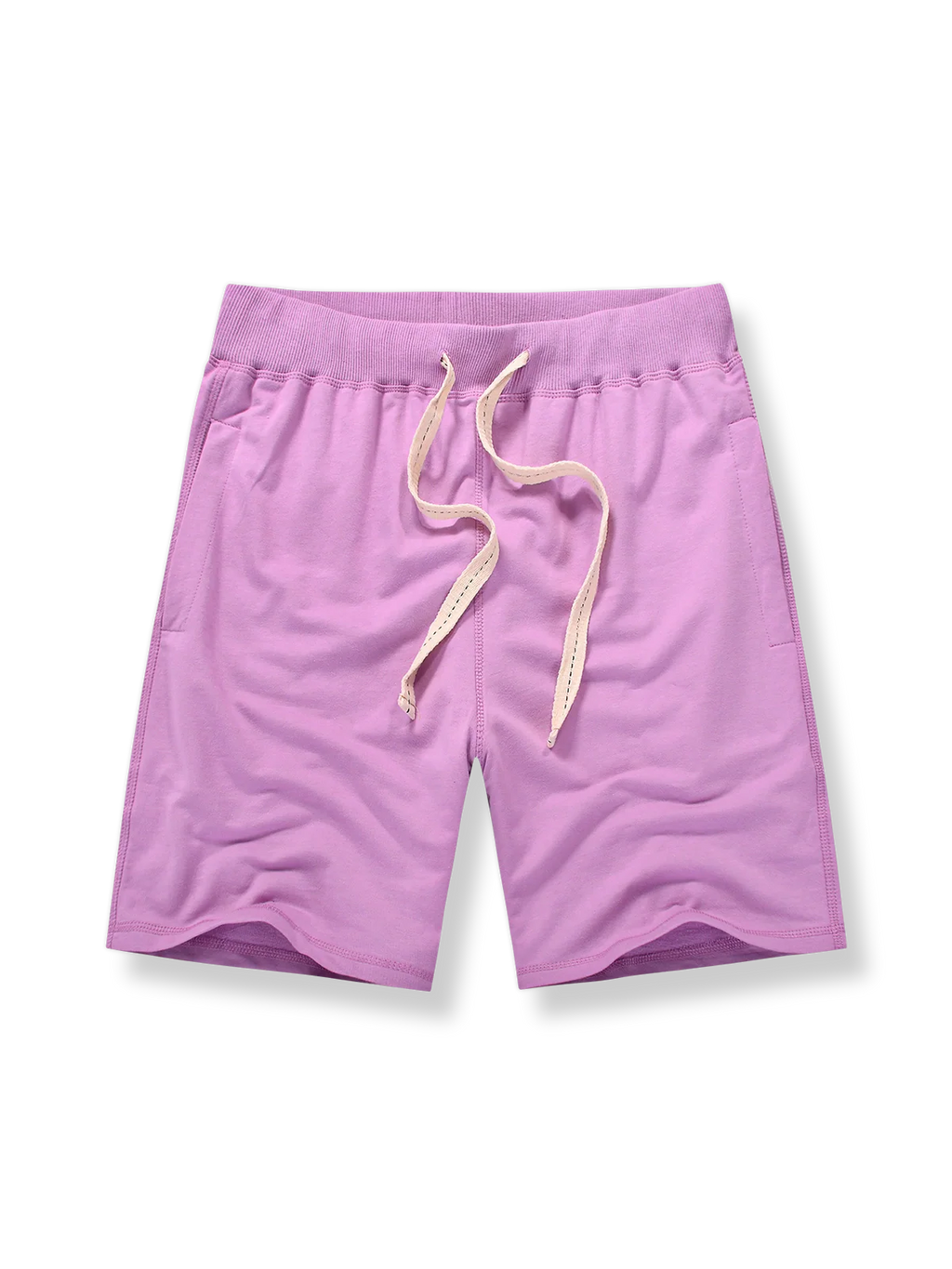 メンズ コットンショートパンツ パープル ドローストリングウエスト リラックスフィット