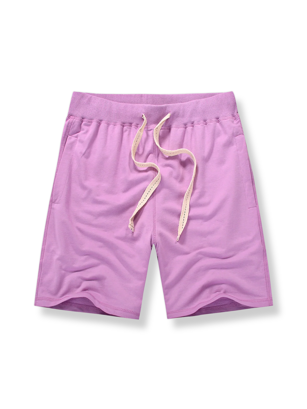 メンズ コットンショートパンツ パープル ドローストリングウエスト リラックスフィット