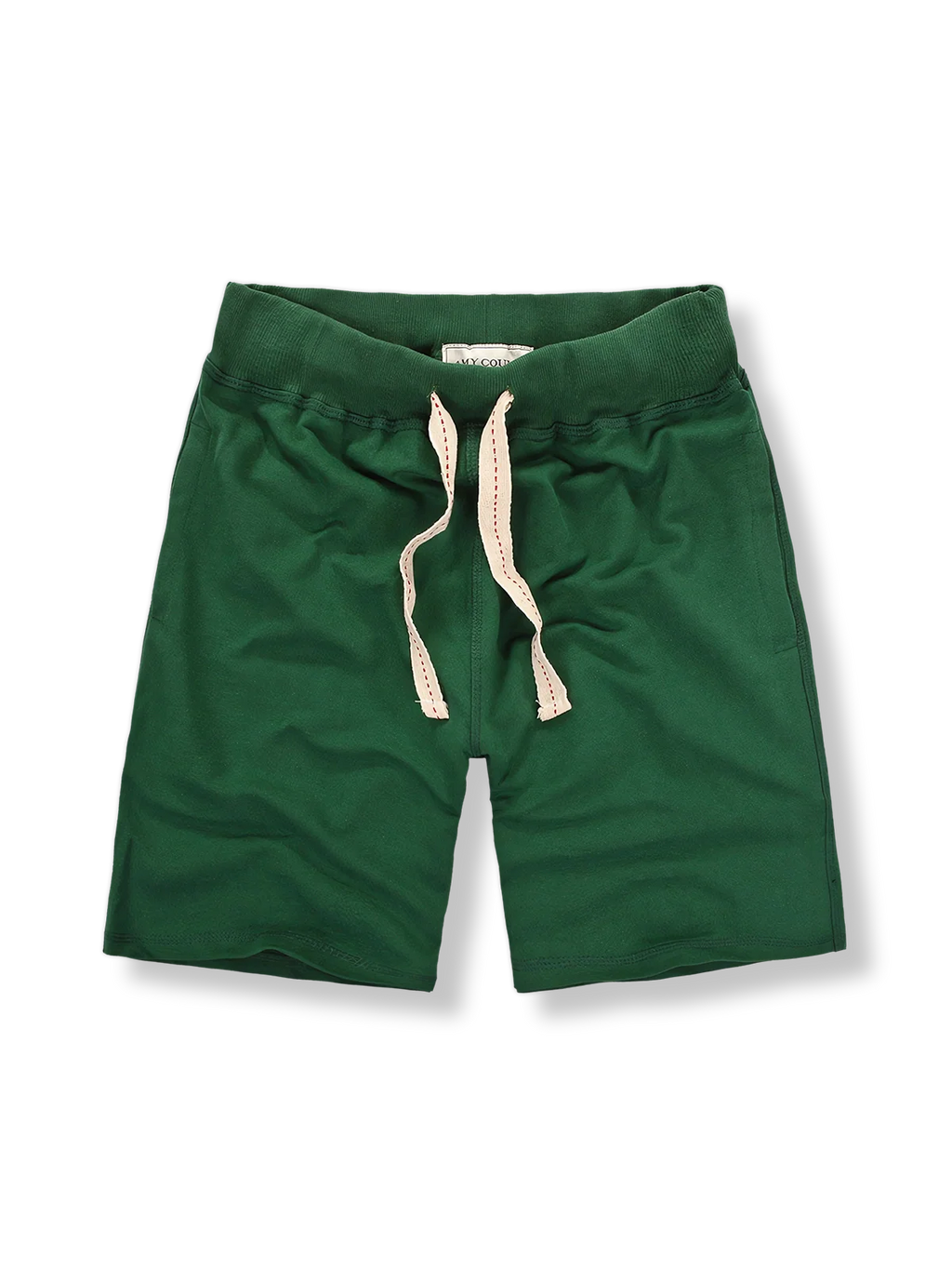 コットンショートパンツ メンズ グリーン リラックスフィット ドローストリング 正面ビュー