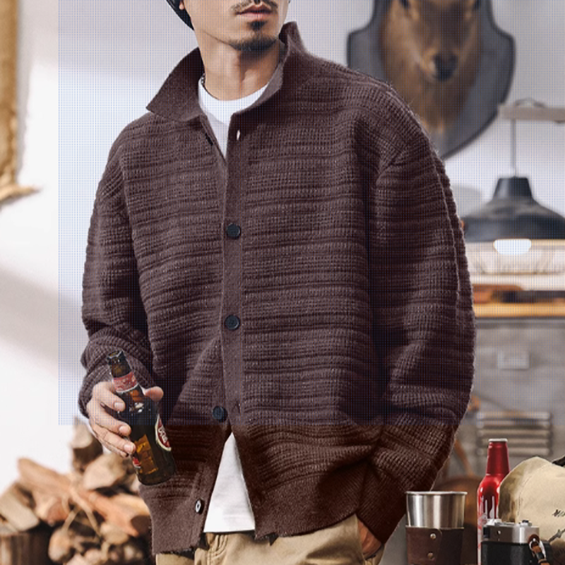 タケル リブニット ボタンカーディガン