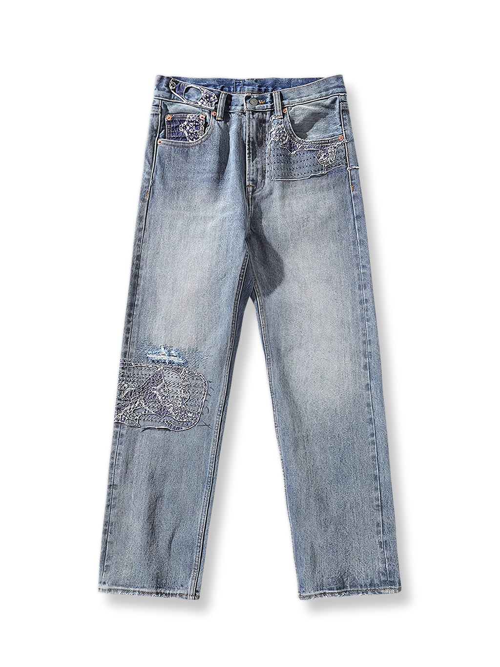 アオイリペアデニムジーンズ