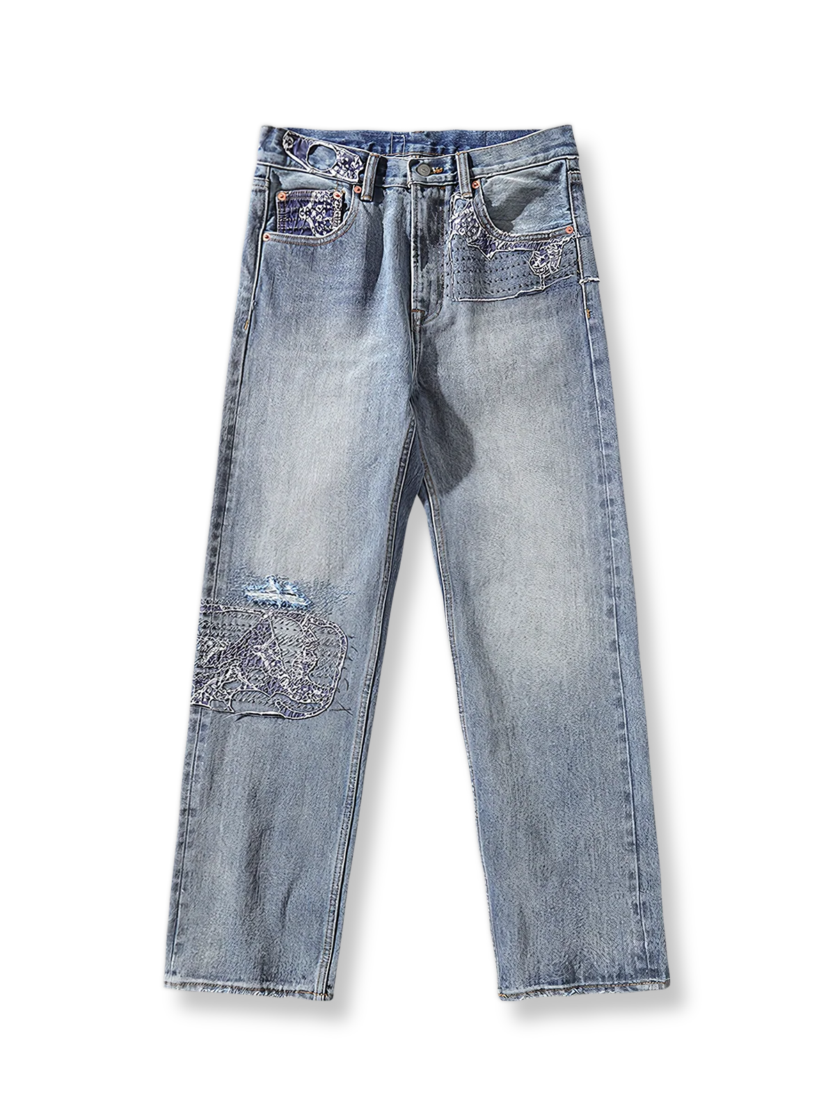 アオイリペアデニムジーンズ