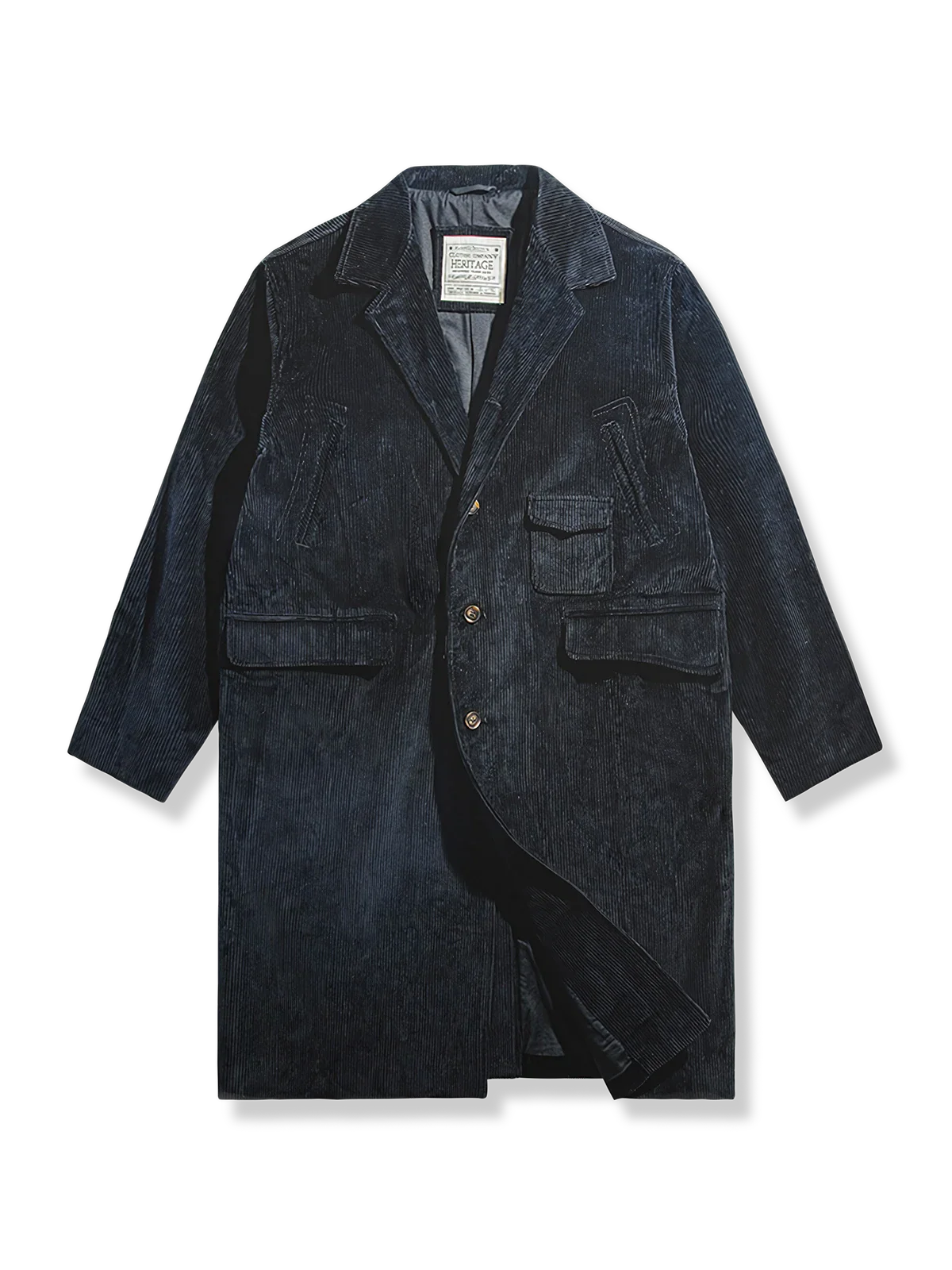 ネイビーハルバートコーデュロイコート