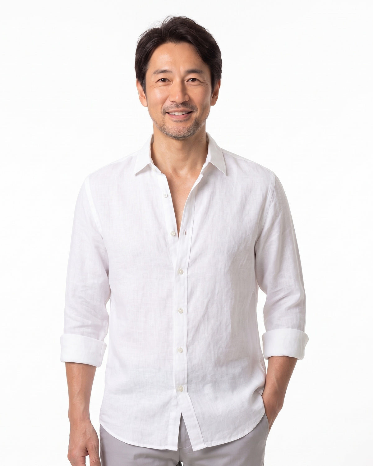 長袖カジュアルシャツ メンズ — 薄手コットンで叶える涼しいきれいめ着こなし
