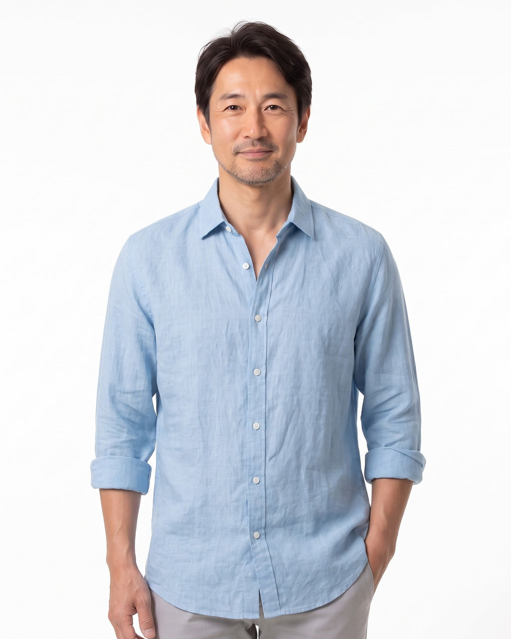 長袖カジュアルシャツ メンズ — 薄手コットンで叶える涼しいきれいめ着こなし
