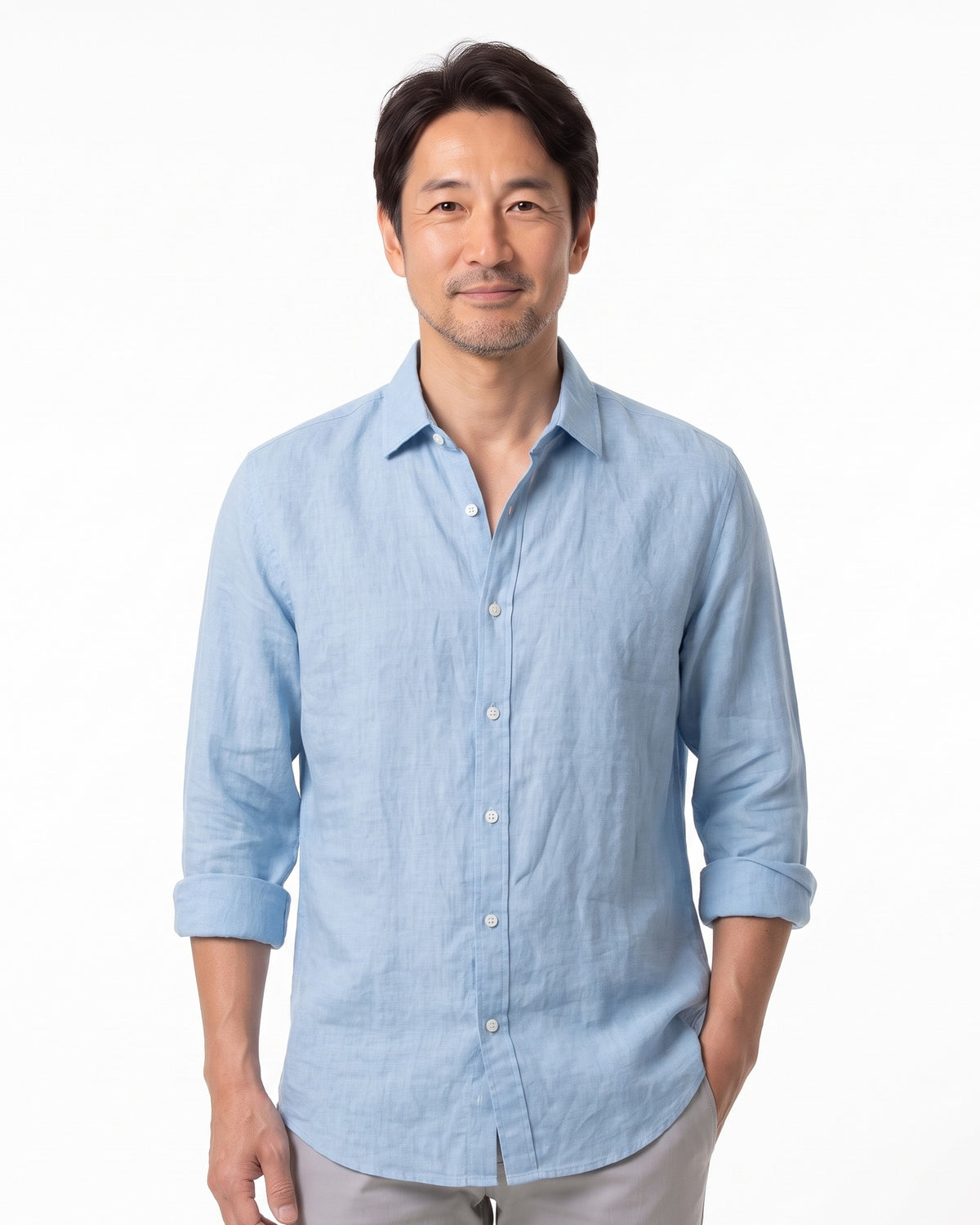 長袖カジュアルシャツ メンズ — 薄手コットンで叶える涼しいきれいめ着こなし