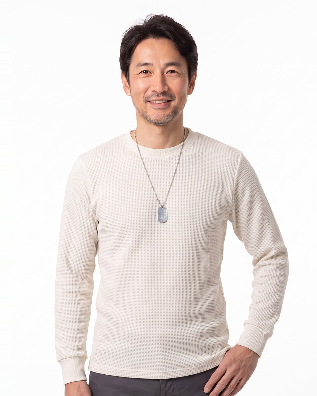 ワッフルTシャツ メンズ 長袖 — 秋冬のインナーにも頼れる無地コットンロンT