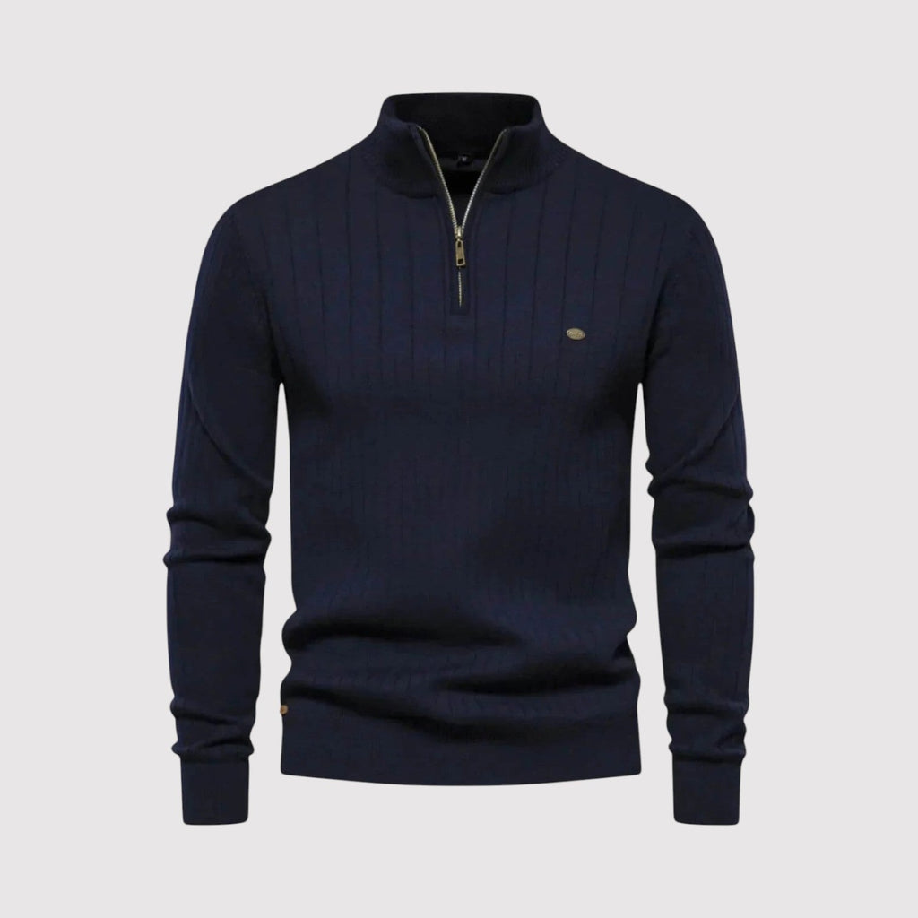 ショウ ハーフジップ リブニット セーター