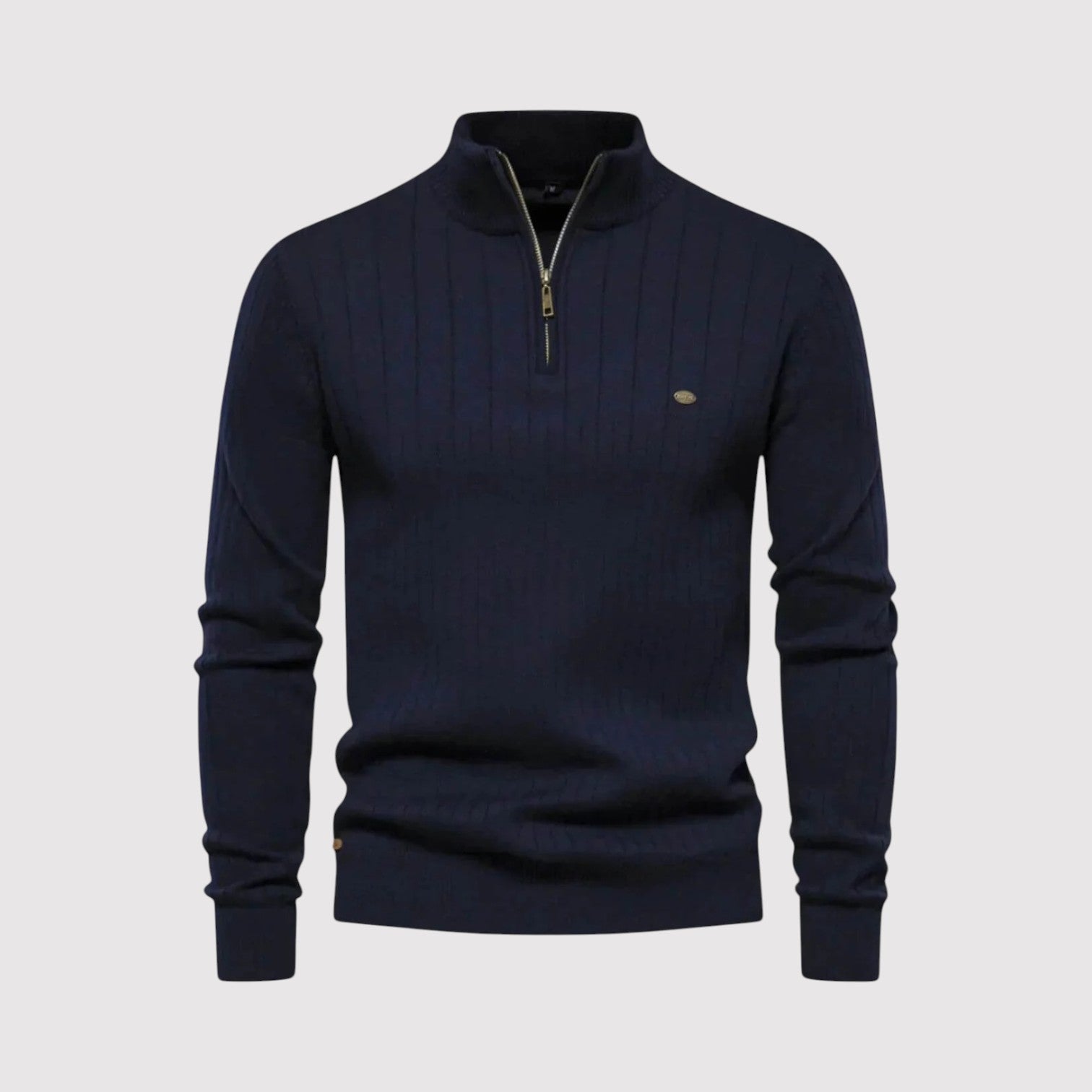 ショウ ハーフジップ リブニット セーター