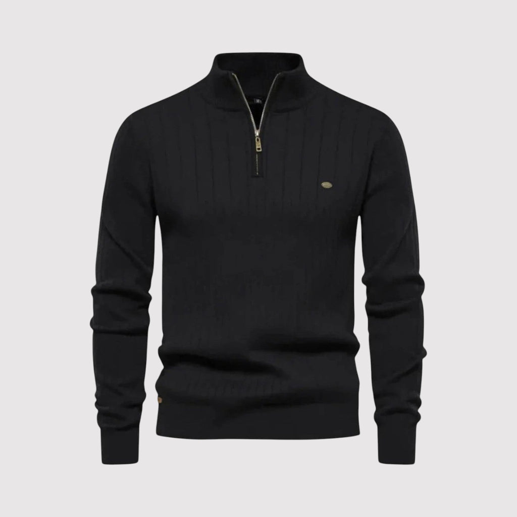 ショウ ハーフジップ リブニット セーター