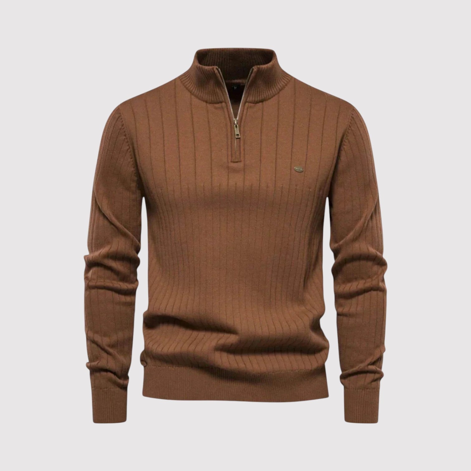 ショウ ハーフジップ リブニット セーター