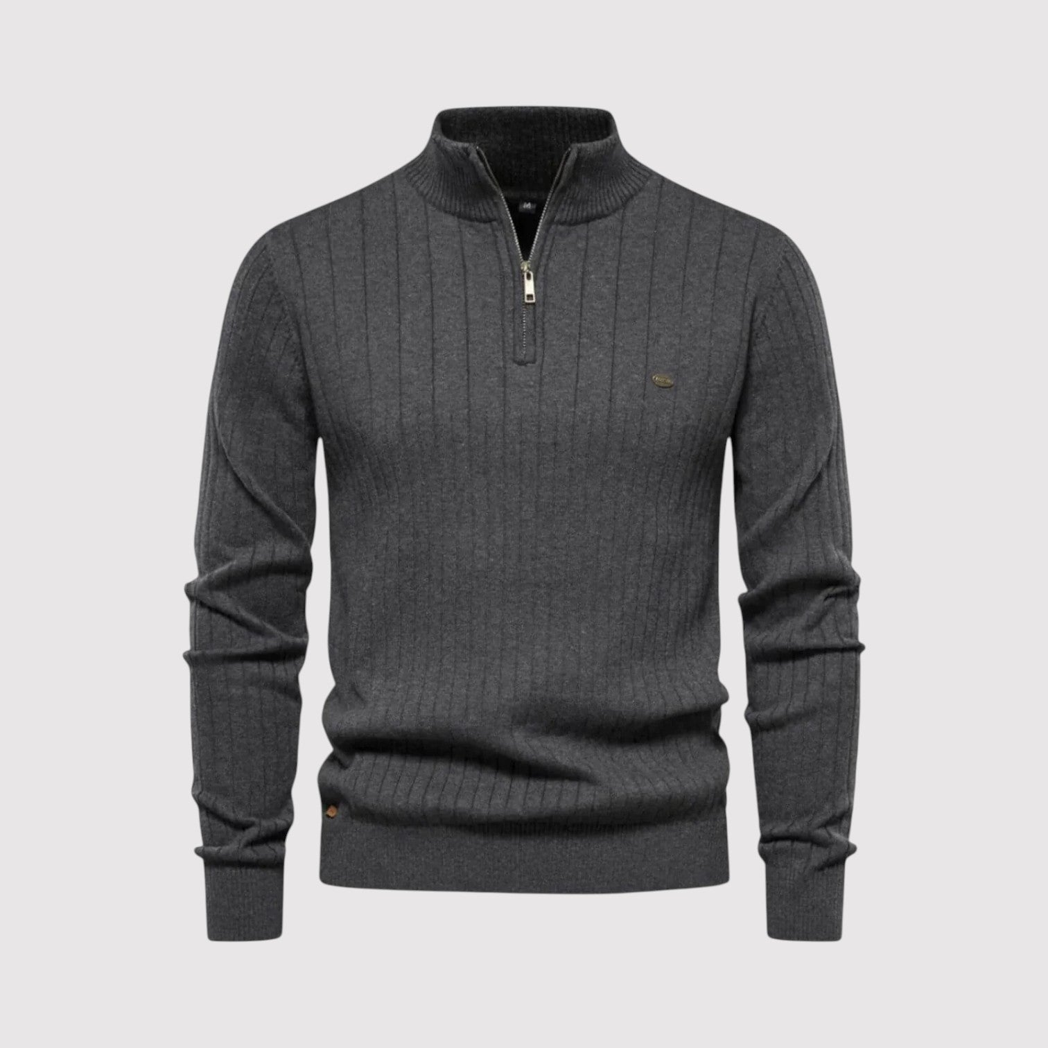 ショウ ハーフジップ リブニット セーター