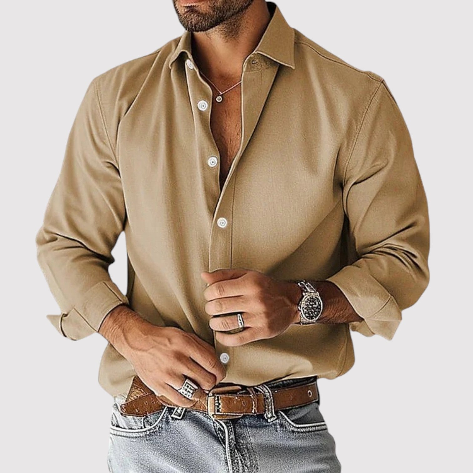 HINATO | スリムフィットロングスリーブシャツ