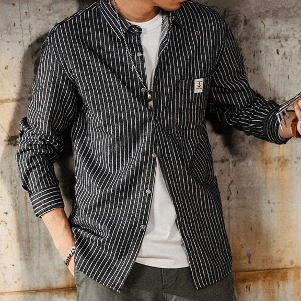 カサイストライプカジュアルシャツ