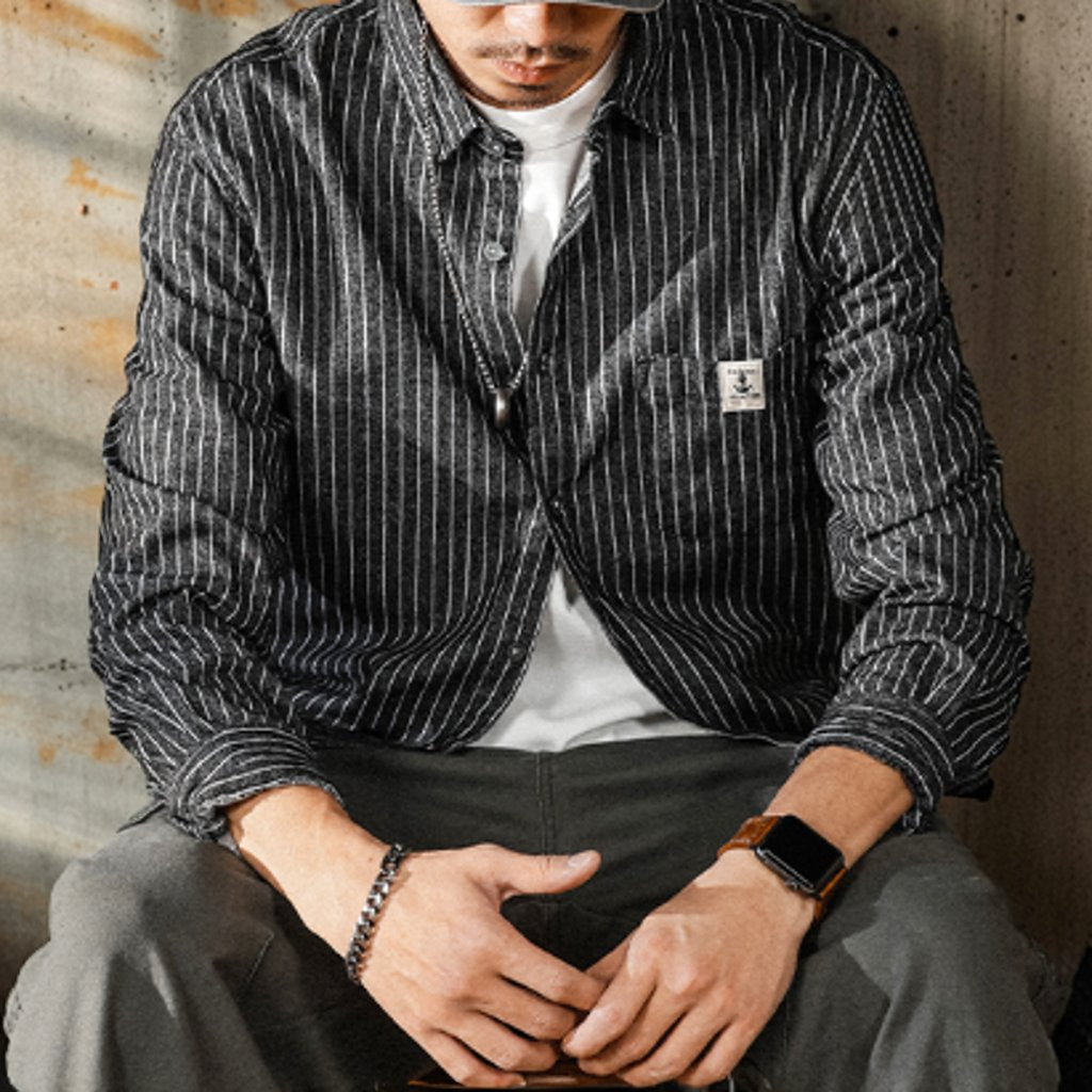 カサイストライプカジュアルシャツ