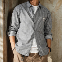 カサイストライプカジュアルシャツ