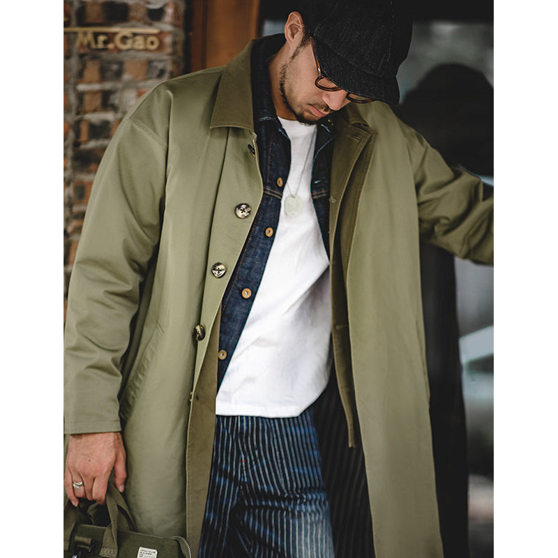 オリーブ シン コットンステンカラーコート