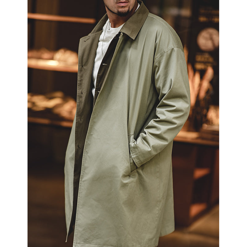 オリーブ シン コットンステンカラーコート