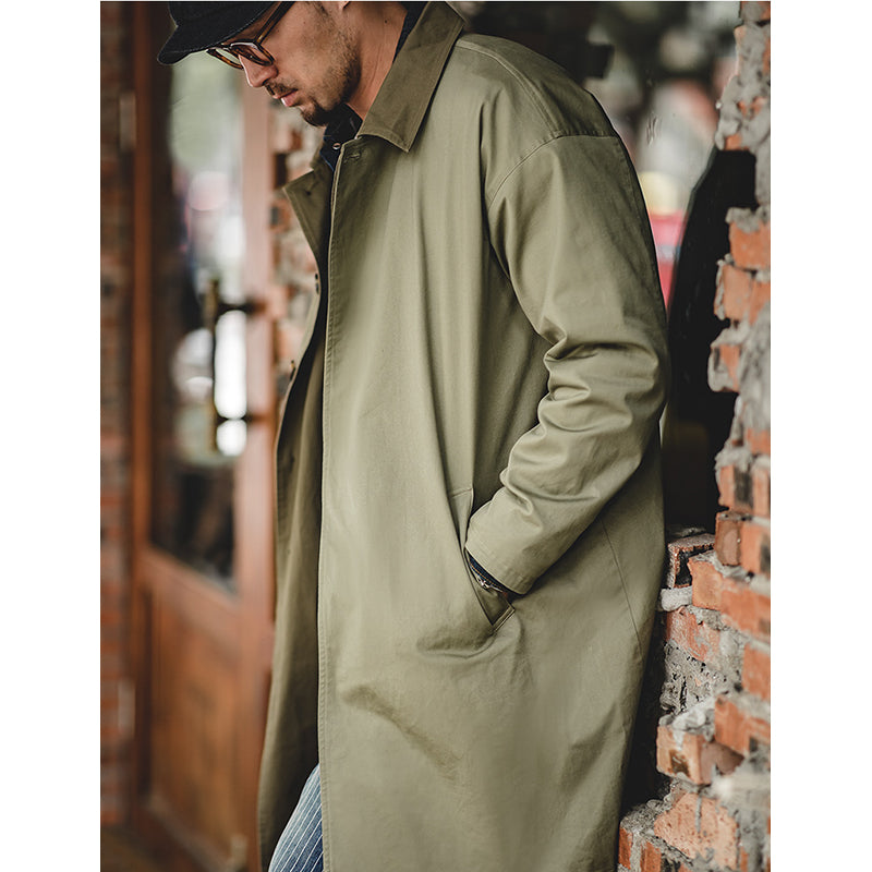 オリーブ シン コットンステンカラーコート