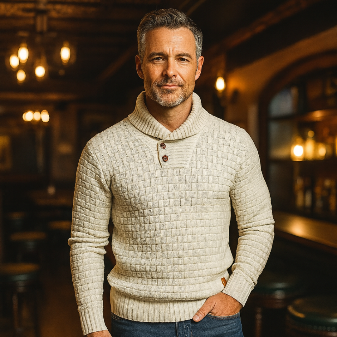 リョウ チェックニット ハイネックセーター