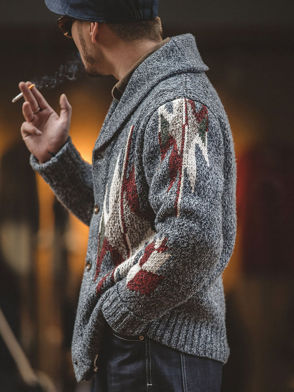 アーロン ネイティブ パターン ショールカーディガン