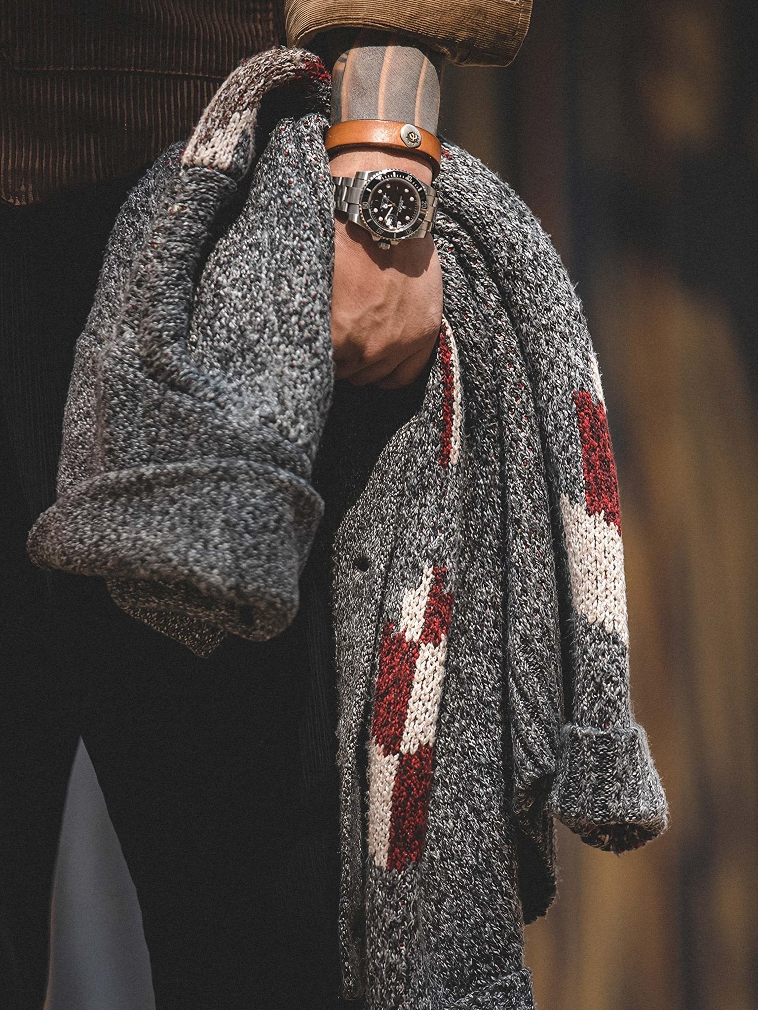 アーロン ネイティブ パターン ショールカーディガン