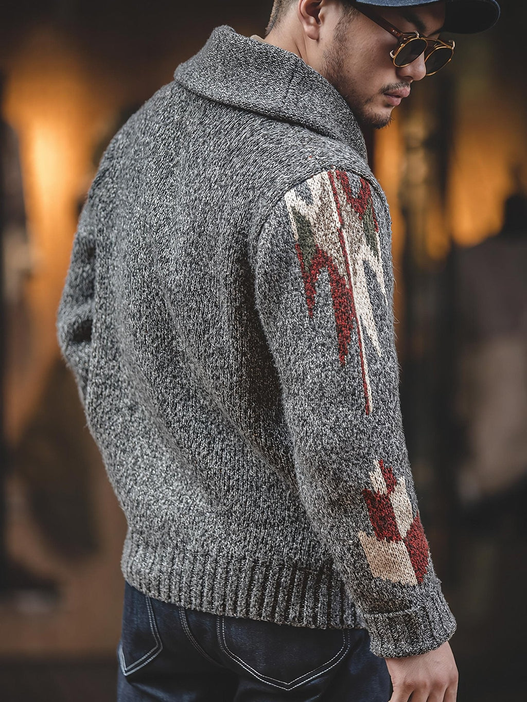 アーロン ネイティブ パターン ショールカーディガン