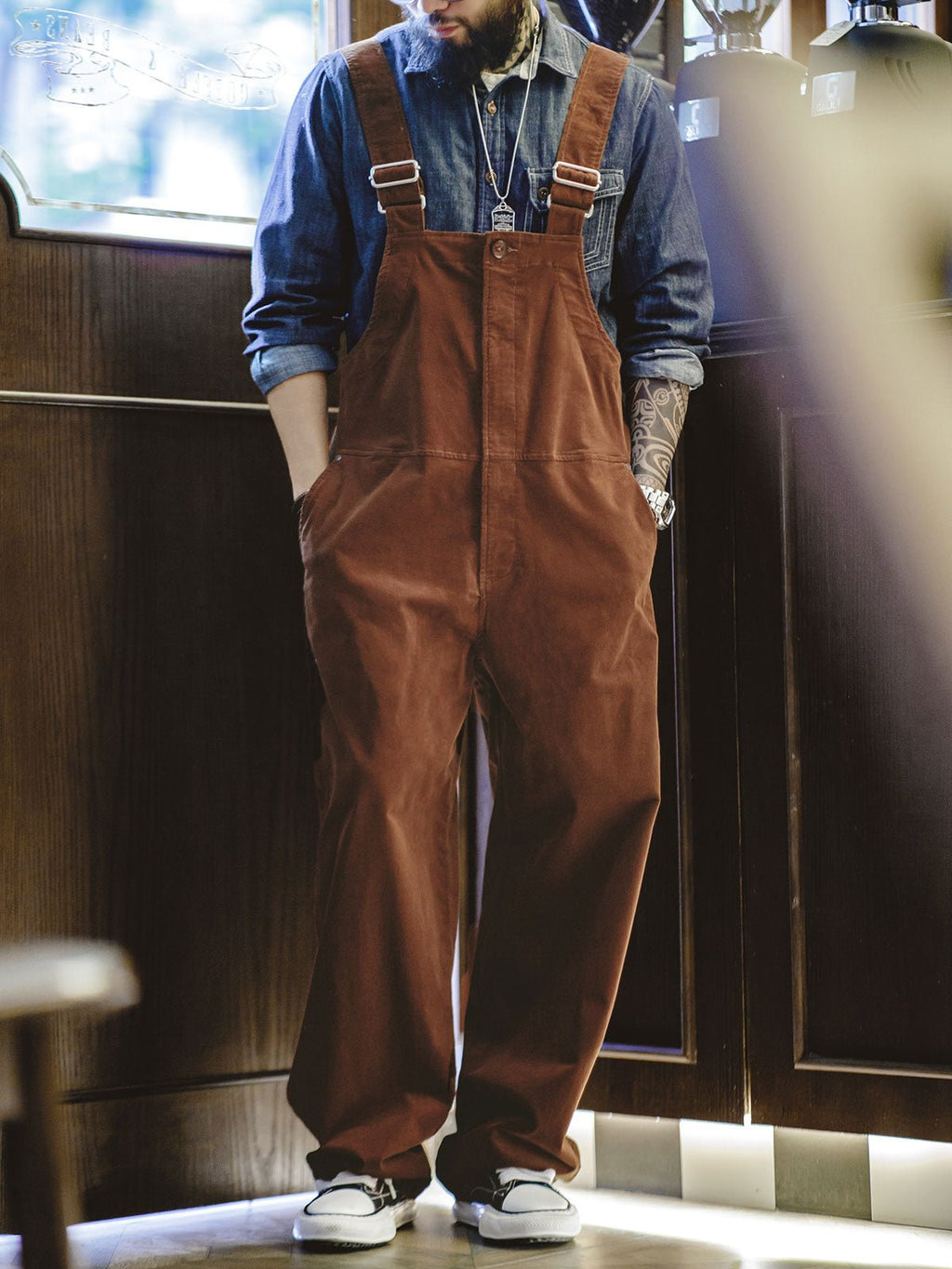 ハル ブラウン コーデュロイ オーバーオール