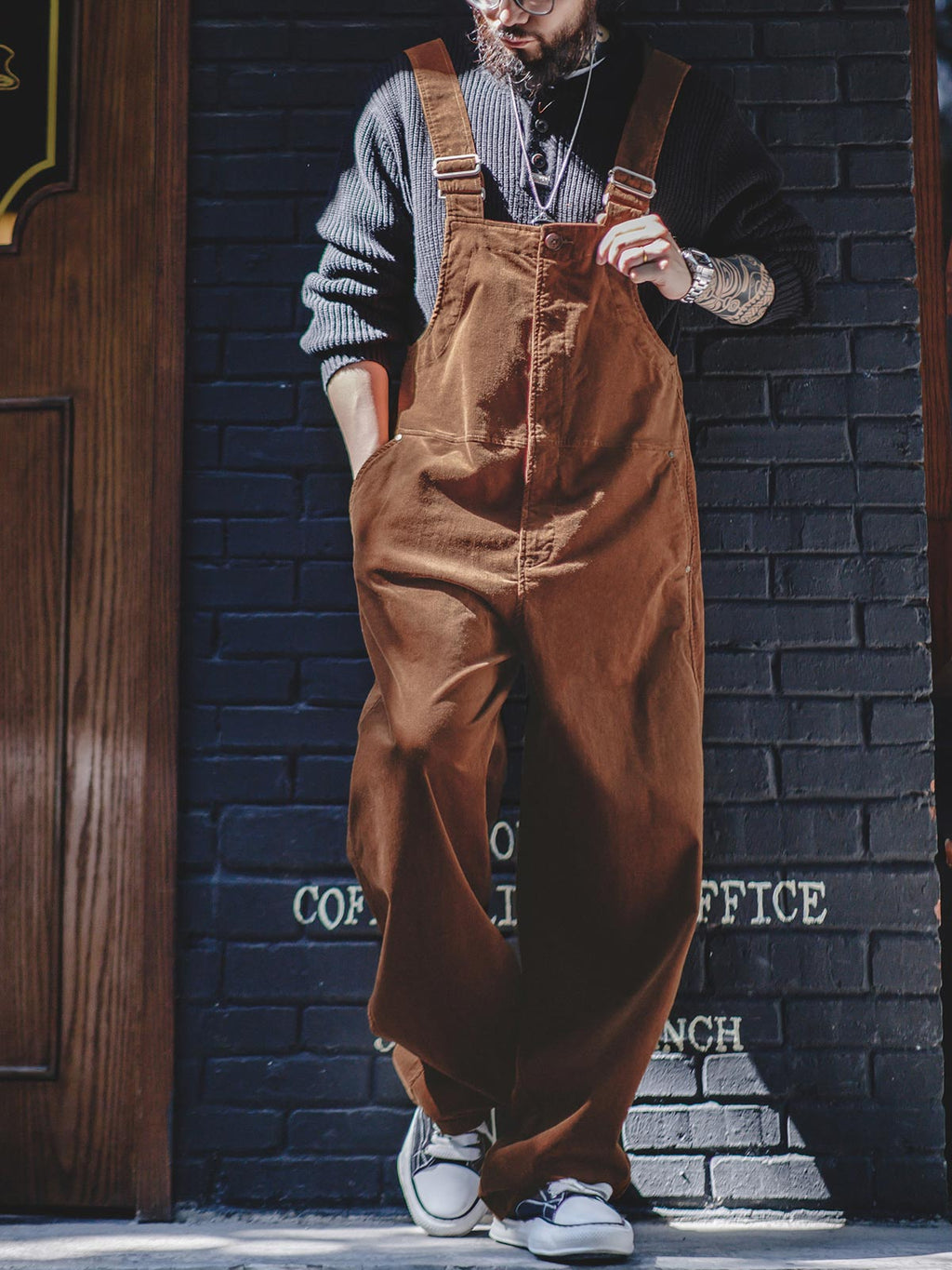 ハル ブラウン コーデュロイ オーバーオール