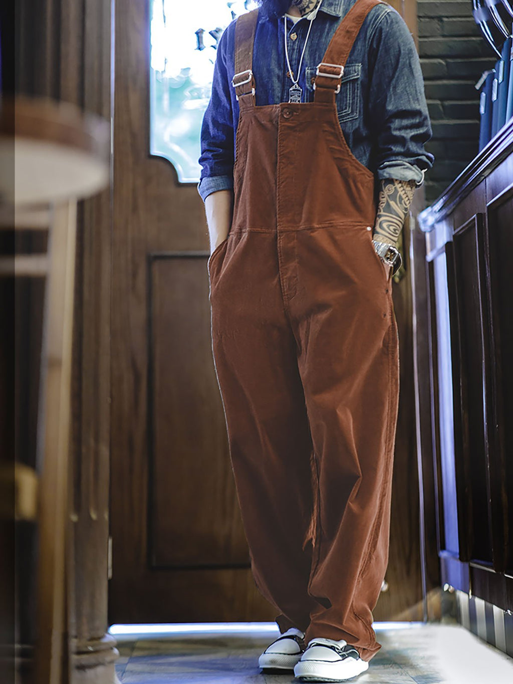 ハル ブラウン コーデュロイ オーバーオール