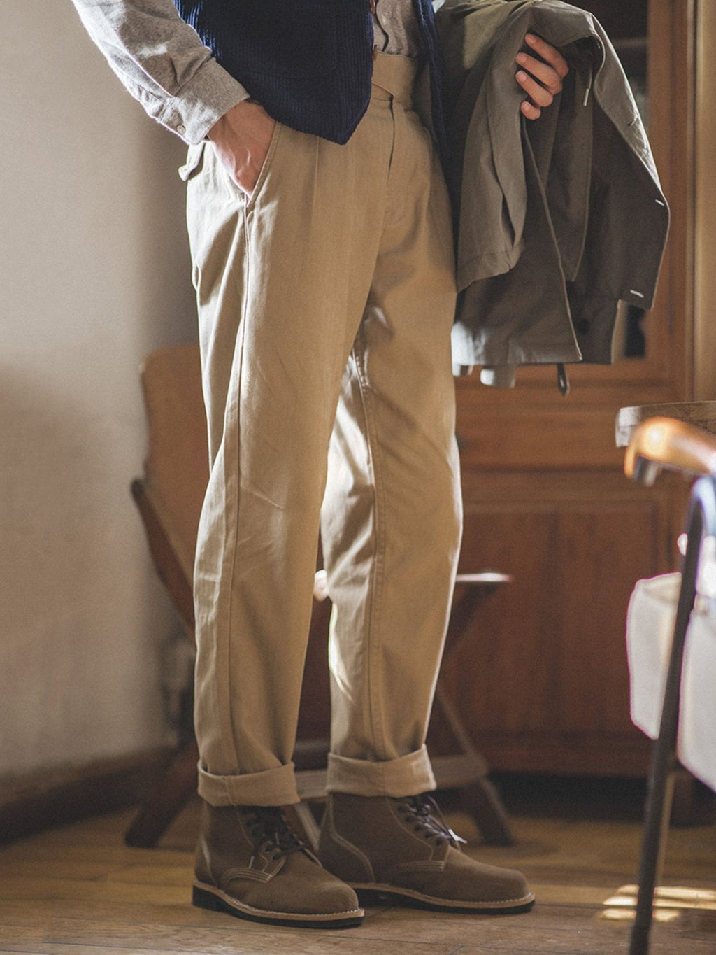 レン ワイドテーパード カーゴパンツ